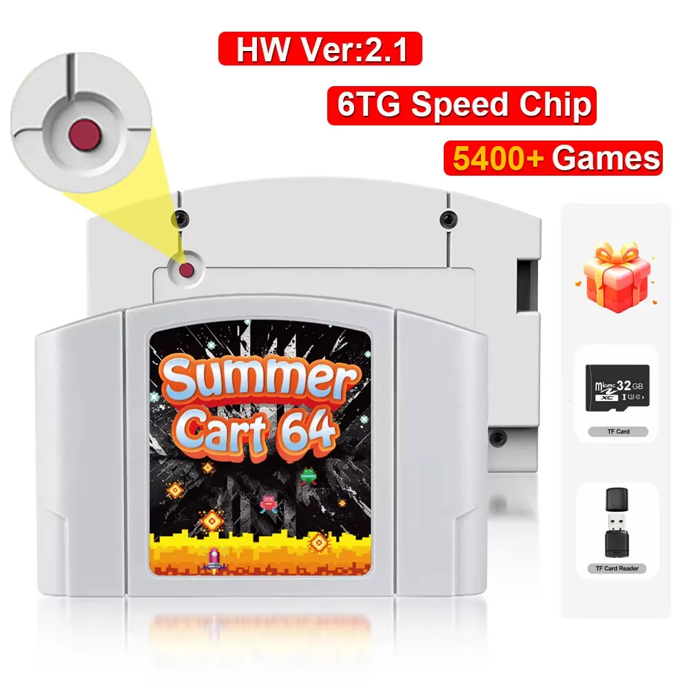 SummerCart 64 Open Source SC64 Flash Card for N64 Game Card with 64DD Emulation Compatibility 5400+ games and 64DD Games