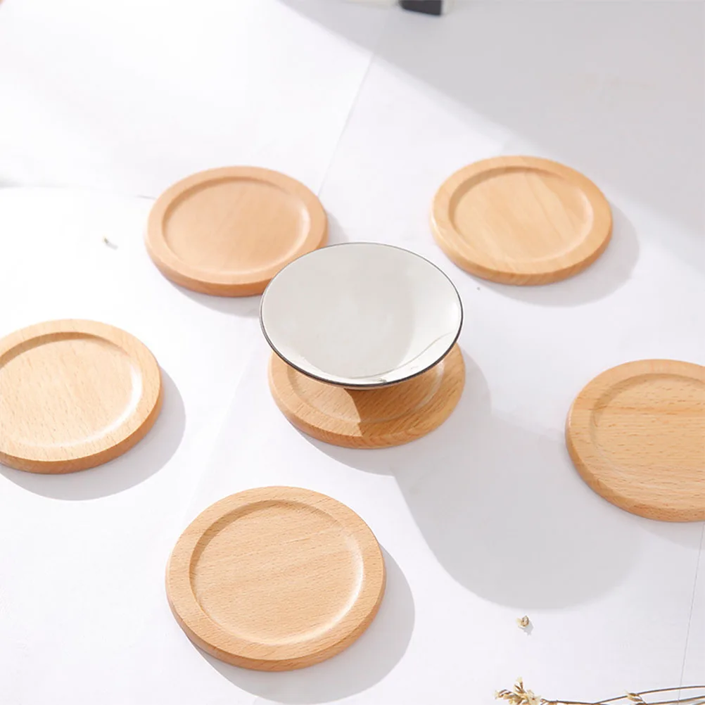

1pcs Hand Carved Beech Wooden Coasters Set Cup Coasters For Table Drink Coaster Mat Household Supplies Natural Color
