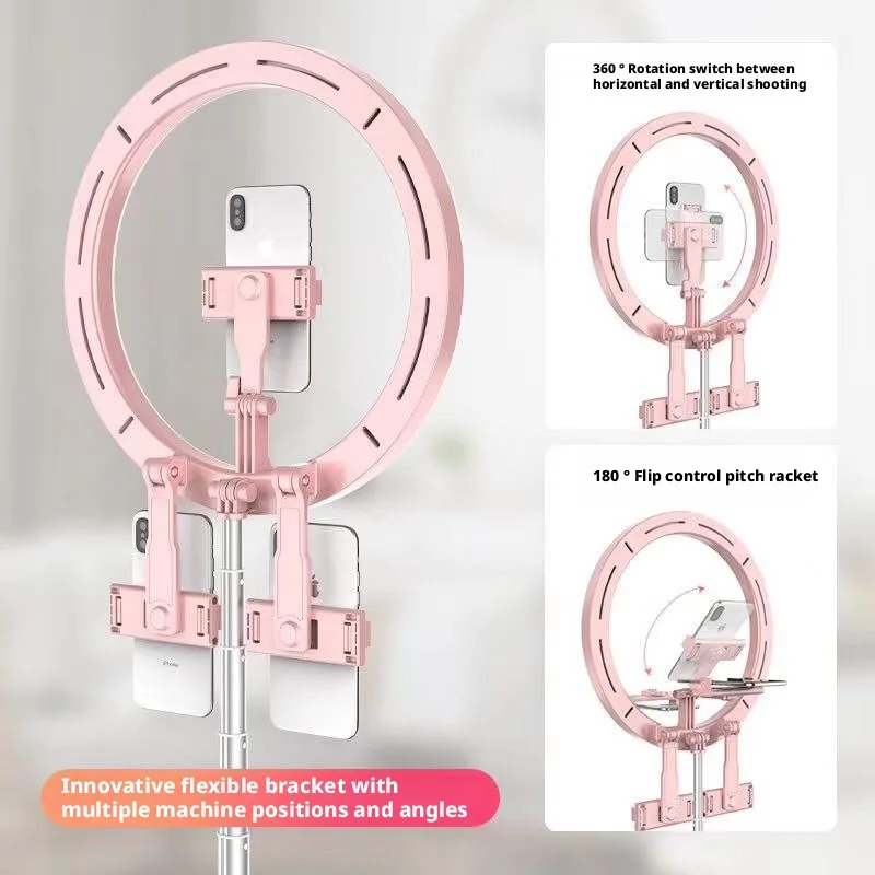 SHINEKNOT Mobile Beauty Fill Lamp Three Position LED 12 Inch Photography Circular Bracket Light Adjustable Eyelash Folding Light