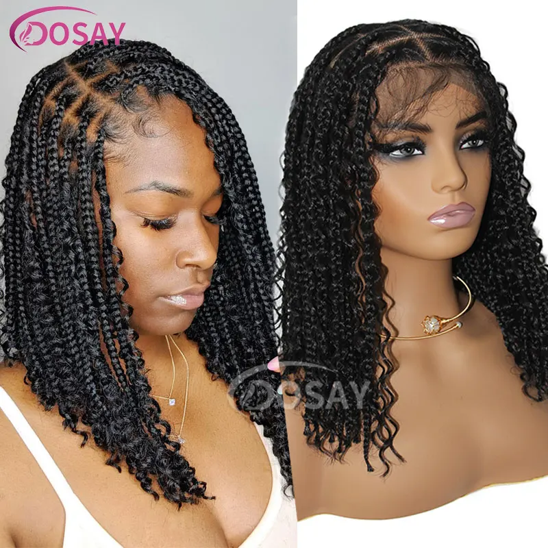 Synthetic Bohemia Box Braided Wigs Full Lace Cornrow Jumbo Braids Wig 12 Inch Short Braided Wigs For Women Knotless Braids Wig