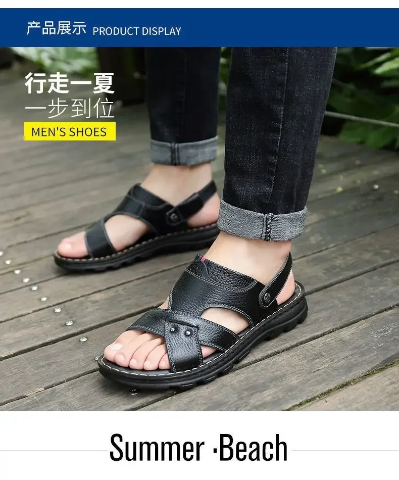 Langlebige Sommer-Herrensandalen, rutschfeste Sandalen mit weicher Sohle, Strandsandalen, dicke Sohle, lässige Slipper, modische Sandalen – Detail 11