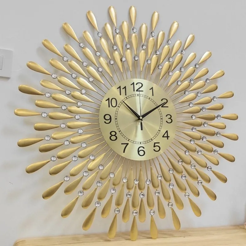 Upgrade Designer Wall Clock Yellow Gold Round Big Cute Modern Wall Clock Luxury Living Room Orologio Da Parete Home Decor Items