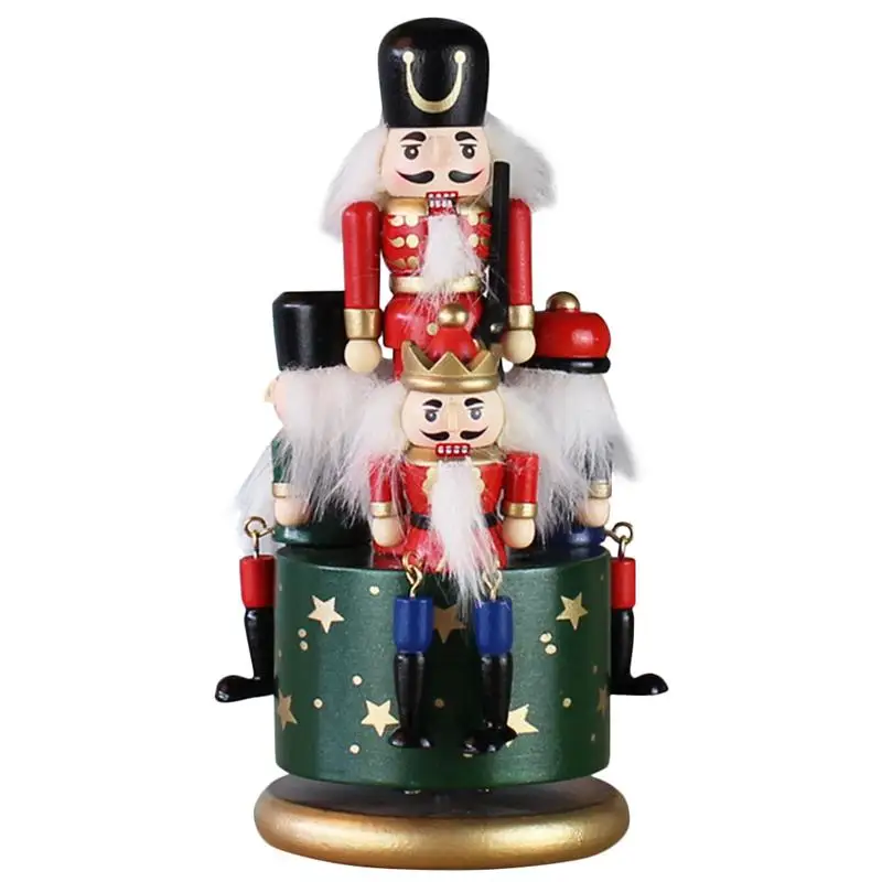 

European Style Hand Painted Nutcracker Music Box Desktop Adorns Craft Nutcracker Ornament Green