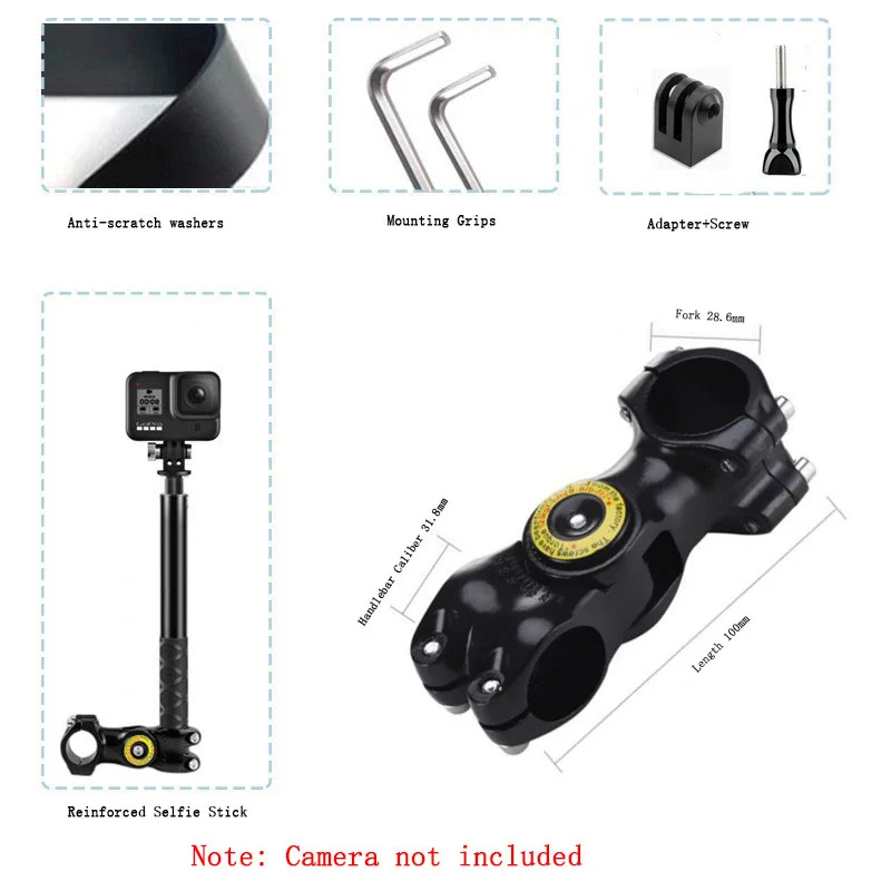 for Insta360 X3 X4 Motorcycle Bicycle Bracket with Invisible Selfie Stick for GoPro Hero12 11 10 DJI Action Cameras Accessories