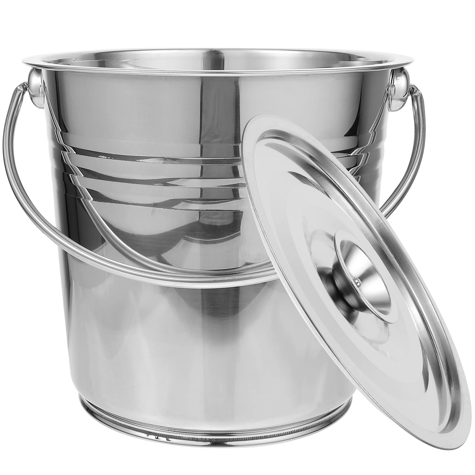 

Stainless Steel Ash Bucket Covered 7L Thick 201 Material BBQ Fireplace Stove Coal Holder Storage Can Metal Container