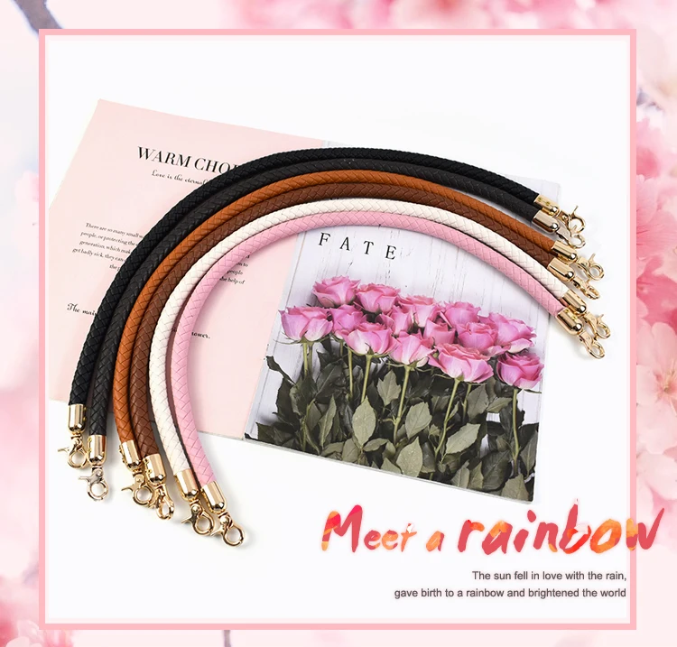 2Pcs 30/40/60mm Bag Handles Colored Replaceable Leather Shoulder Strap Fashion Handbag Weave PU Metal Buckle Accessories