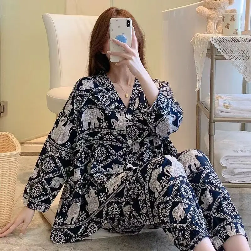 Super Size 300 Pounds Fat Mm Spring Autumn New Pajamas Female Students Cute Loose Month Home Clothing Network Red Comfortable