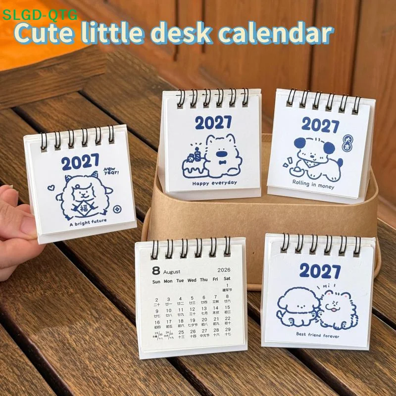 New 2027 Mini Desk Calendar With Cute Cartoon Prints Portable For Office Home Student Daily Time Management