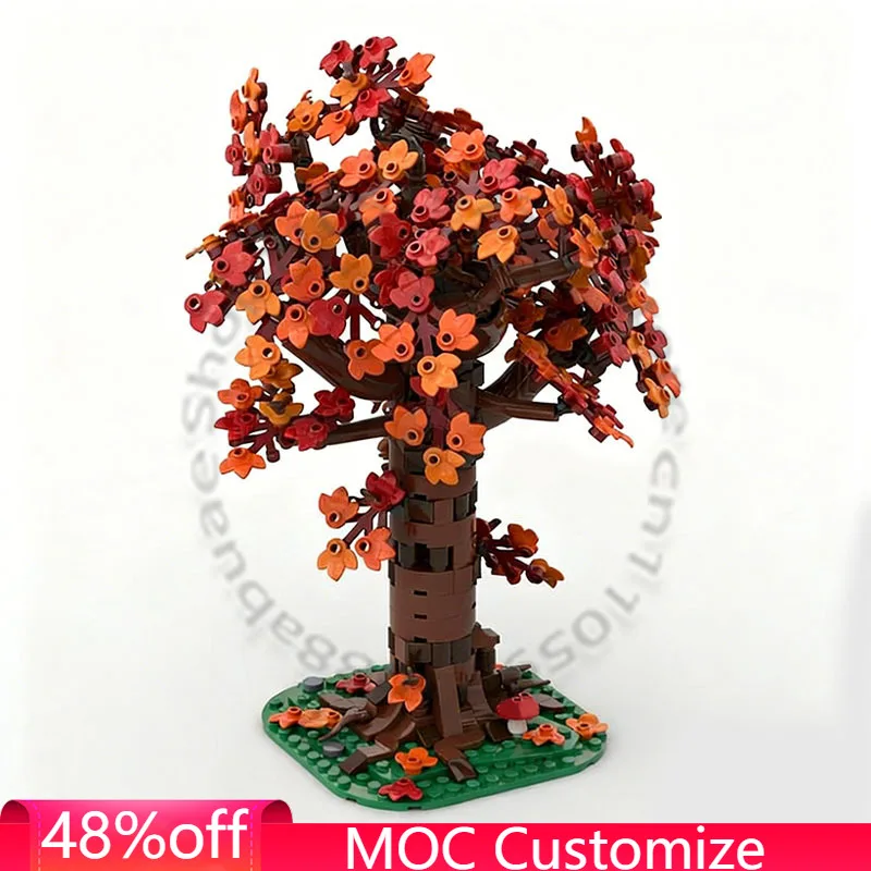 

568 PCS Romantic Big Red Oak MOC Customize Modular Building Block Creative Design Educational Learning DIY Boy Festival Toy Gift