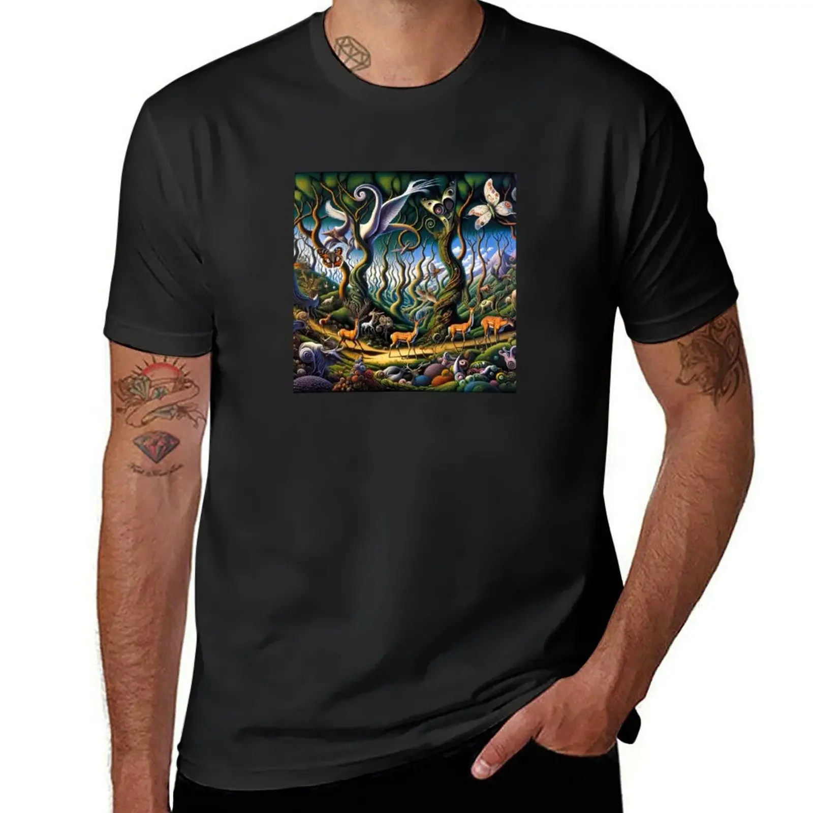 Surrealist Forest T-Shirt anime blue archive anime clothes quick-drying mens designer t shirt