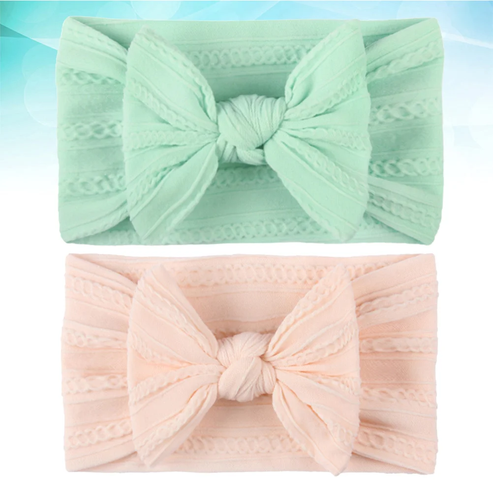 

2Pcs Baby Headband for Kids Hair Accessory Headwear Bow Shape Soft Comfortable Cloth Material Ideal for Birthday Party Family