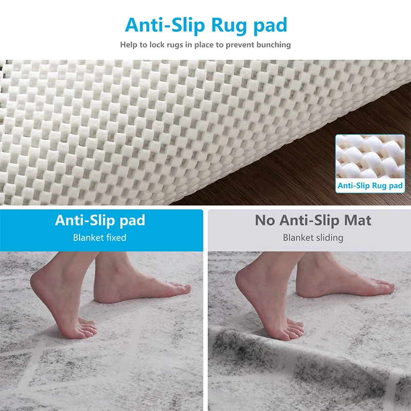 Non Slip Rug Pad PVC Carpet Sheet Anti-skid Met Hardwood Floors Supper Grip Thick Padding Adds Cushion Prevents Sliding