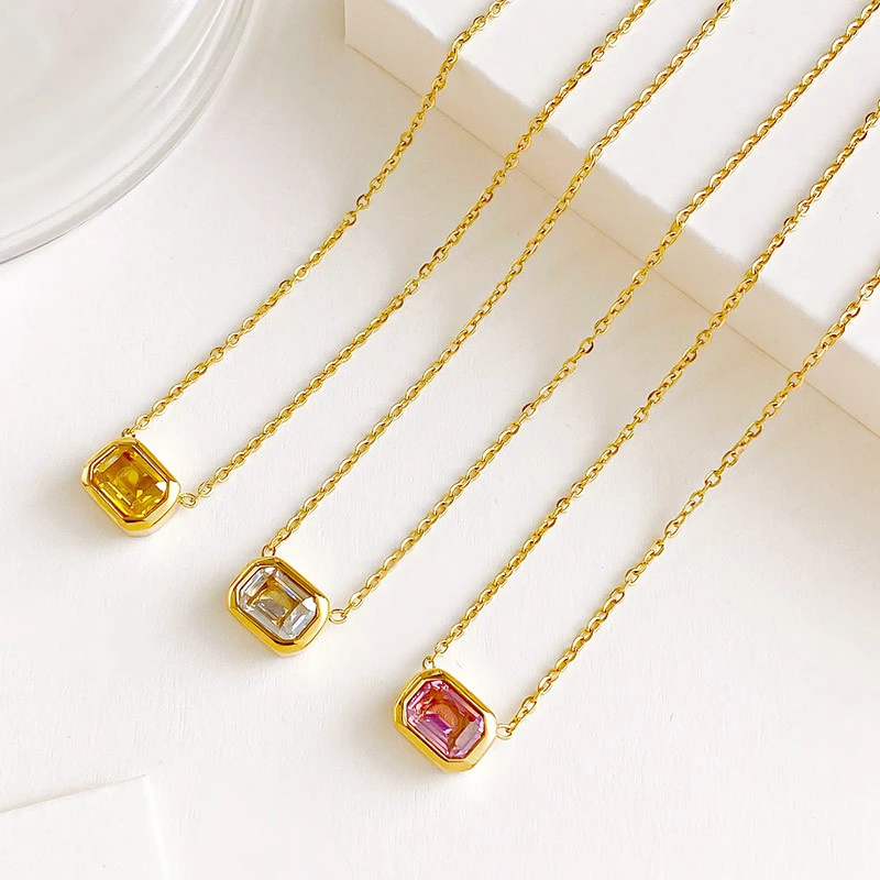 304 الفولاذ المقاوم للصدأ موضة قلادة ملونة مجوهرات شخصية جمالية للنساء اكسسوارات الصيف #3