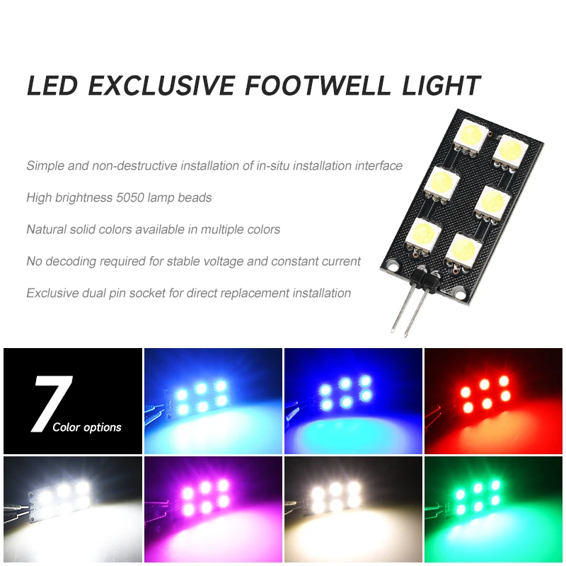 1/2Pcs 12V Car Footwell Light Led Canbus Error Free 5050-SMD LED Bulbs For Volkswagen Audi A4 S4 B8 Indoor Light Footwell Lamp