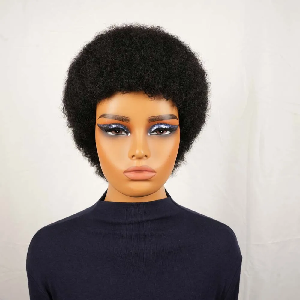 Parrucche per capelli umani corti con taglio pixie riccio afro crespo per le donne Sostituzione dei capelli soffici completamente fatta a macchina dall'aspetto naturale