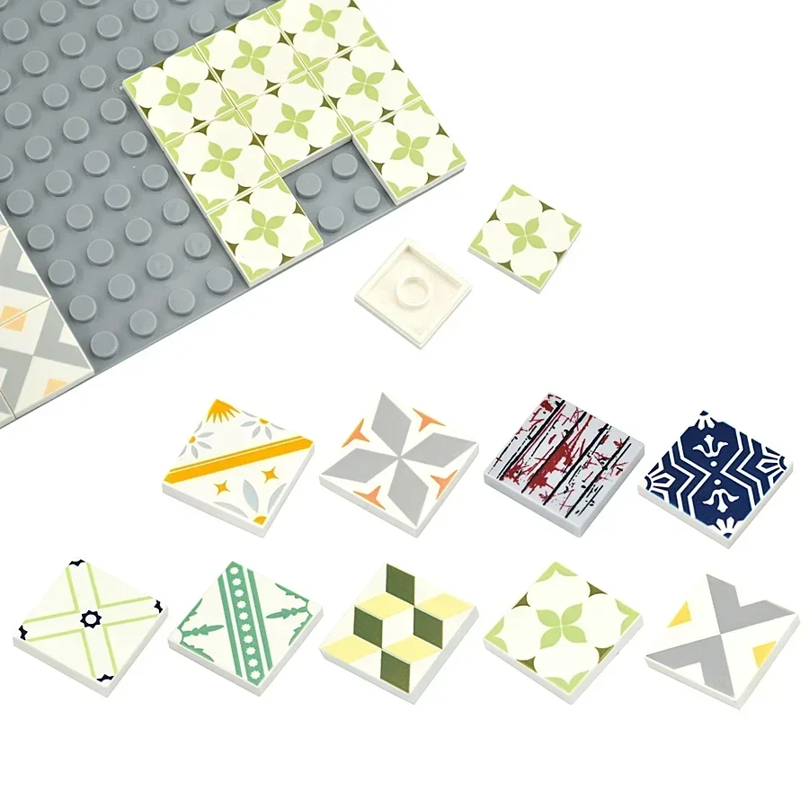 DIY ビルディングブロック 3068 セラミックタイルフィギュアスムーズプリントパターン床 2 × 2 サイズスムーズレンガ 50 個教育クリエイティブおもちゃ