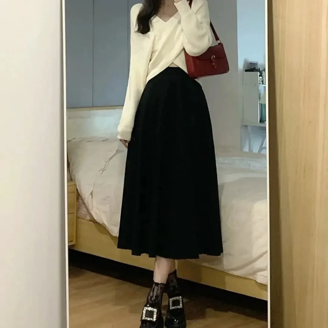 

Осенний модный женский трикотаж, свитер и юбка, комплект из двух предметов, шикарные наряды для похудения