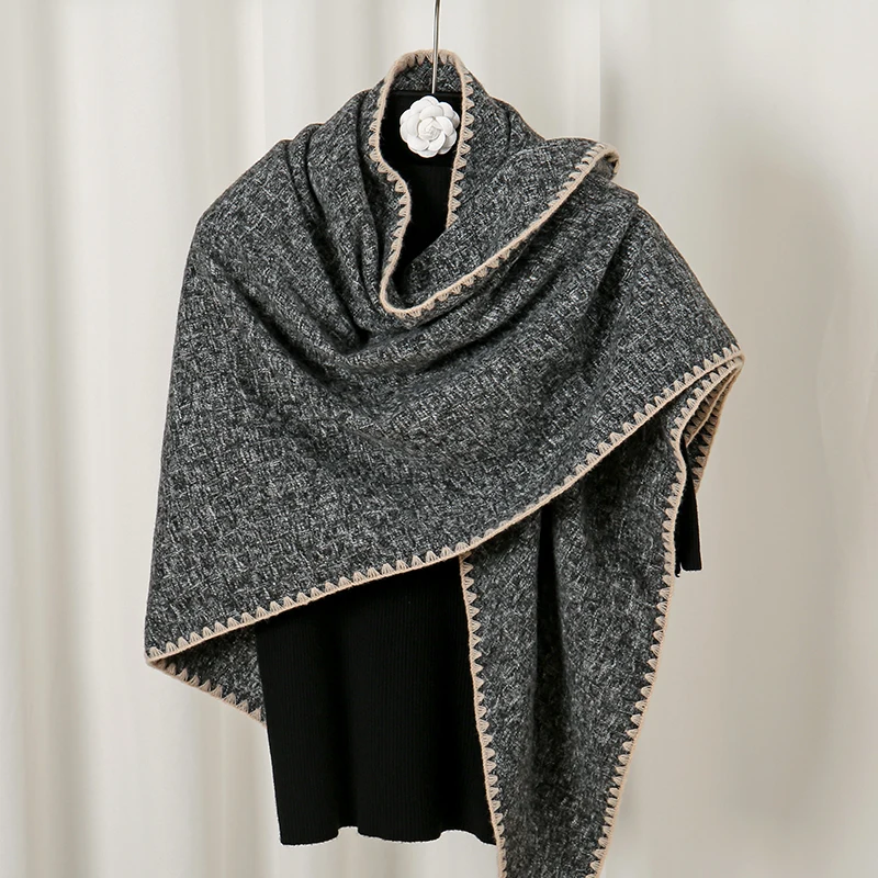 Plain Pashmina Triangle Scarf Shawls Woman Autumn And Winter Windproof Wraps Lady Fashion Casual Tippet Cape 200*95cm