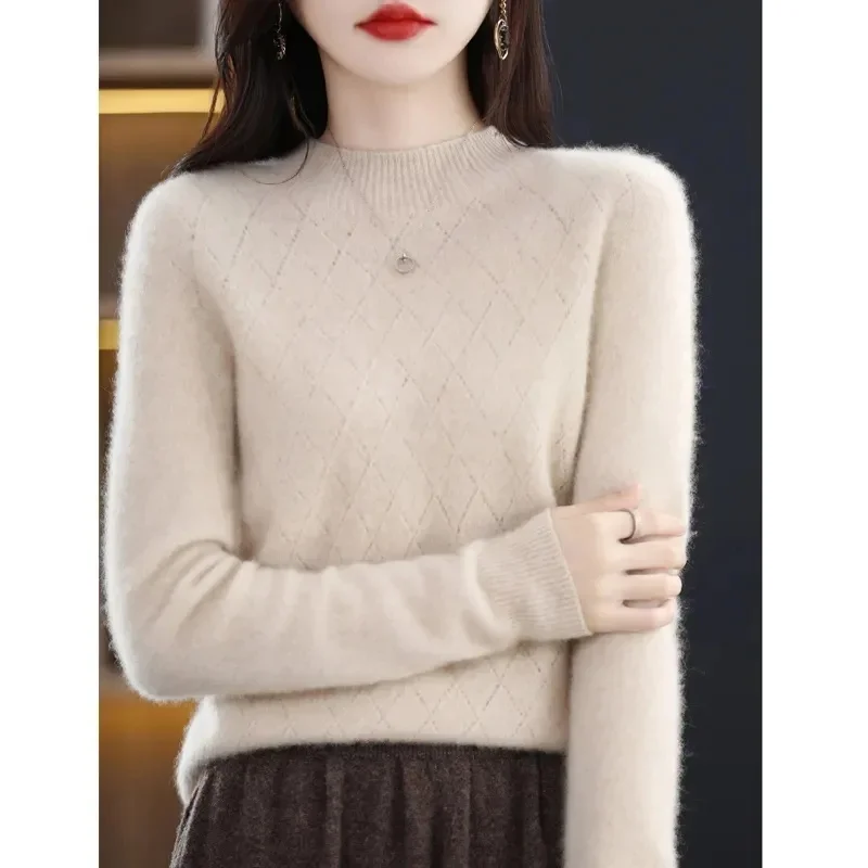 Suéter de cuello alto para mujer, Jersey de punto de manga larga, suave y cálido, elegante, a la moda, Otoño e Invierno