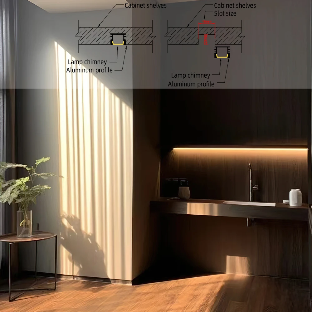 16*12mm 1pcs 1m LED Aluminum Strip Light Embedded Installation Luxurious Lighting for Your Furniture