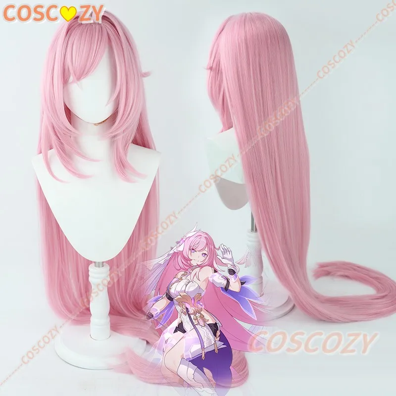Anime Honkai Impact 3 Elysia Cosplay Pruik 120 cm Lange Roze Hittebestendige Synthetische Haar Pruiken + Pruik Cap