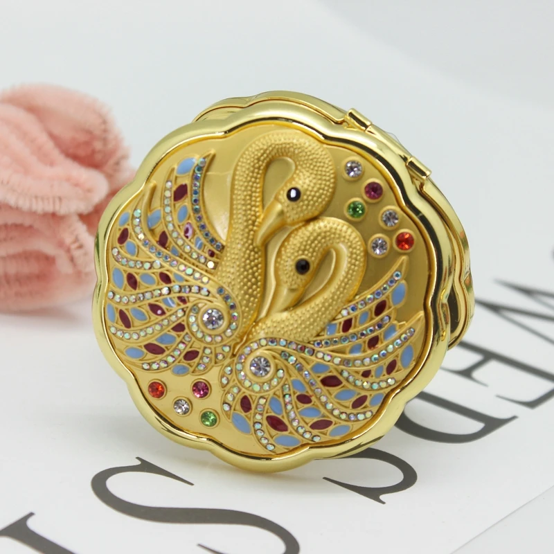 SHINNYGIFTS Wedding Favor Swan Round Compact Mirror Portable Mirror Gifts image 3