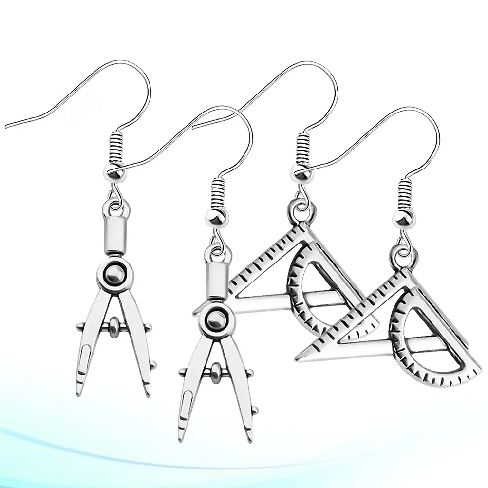 Ruler Dangler Earrings for Woman Architect Unique Jewelry Chic Shape Super Fashion Eye Catching Gift Everyday Wear Casual Look