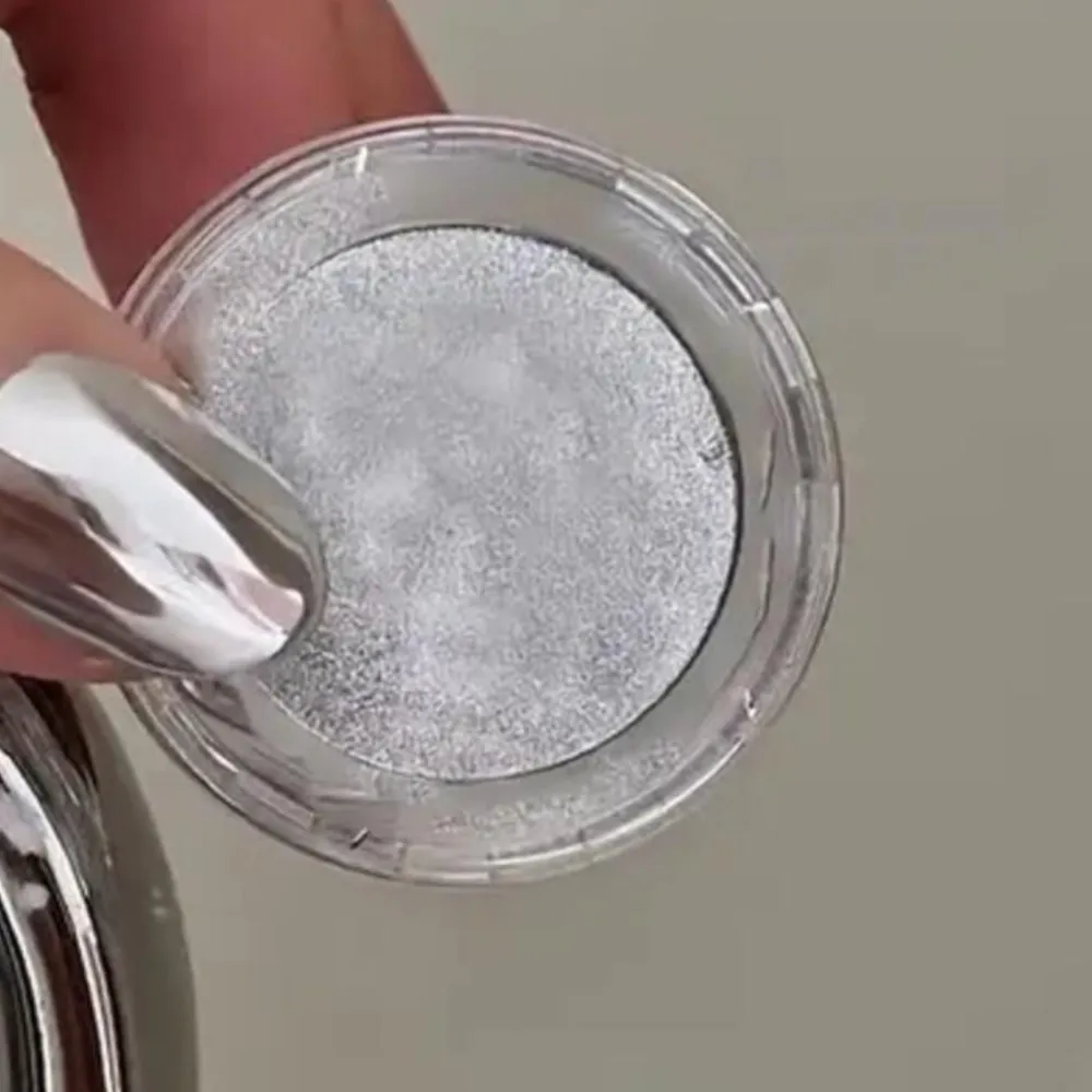 0,5g/tarro de polvo cromado para uñas, espejo metálico de alto brillo, polvo cromado para decoración de uñas, pigmento blanco plateado con purpurina para salones del hogar