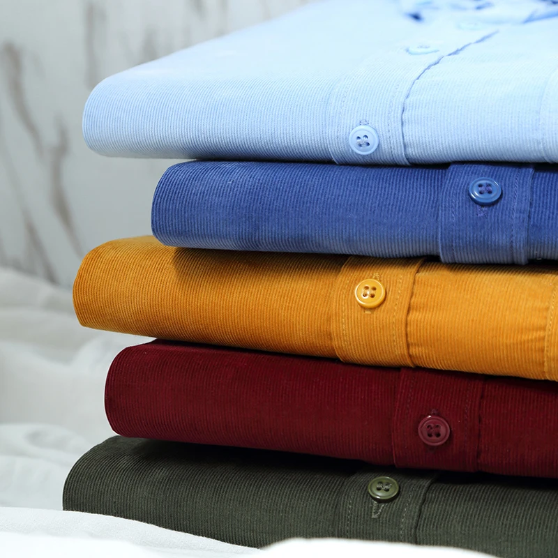 Large size S~7XL corduroy shirt men\'s soft casual comfortable pocket men\'s casual long-sleeved regular fit business formal shirt