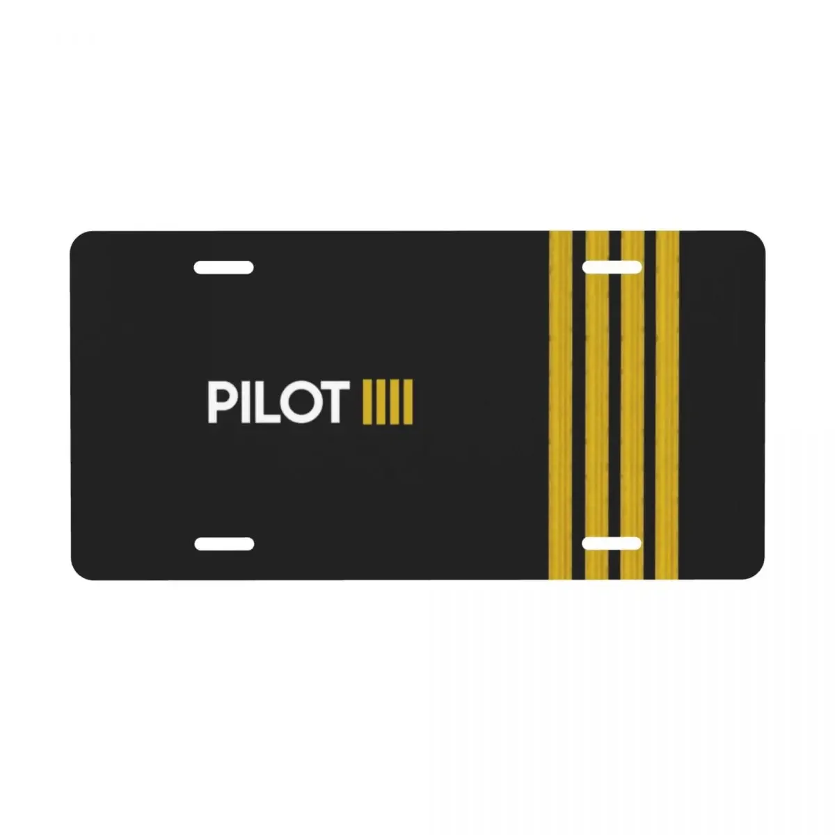 Pilot Captain Stripes License Plate Aviation Airplane Decorative Car Front License Plate Cover Aluminum Vanity Tag 6x12 Inch