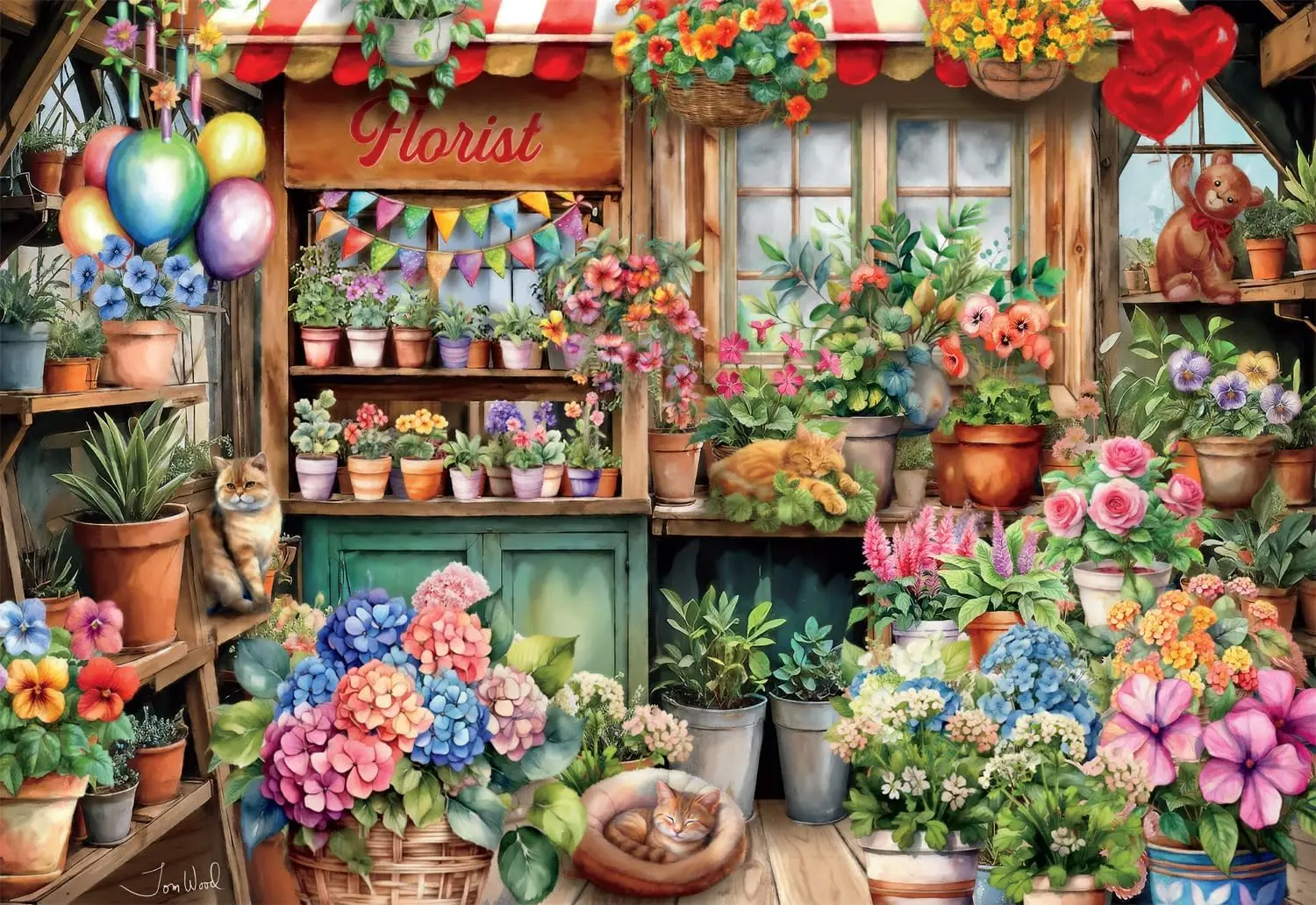 Cozy Florist Shop Jigsaw Puzzle 120-1500 Pieces Charming Flower Shop Scene Puzzle Fun Family Activity Home Decor Gifts