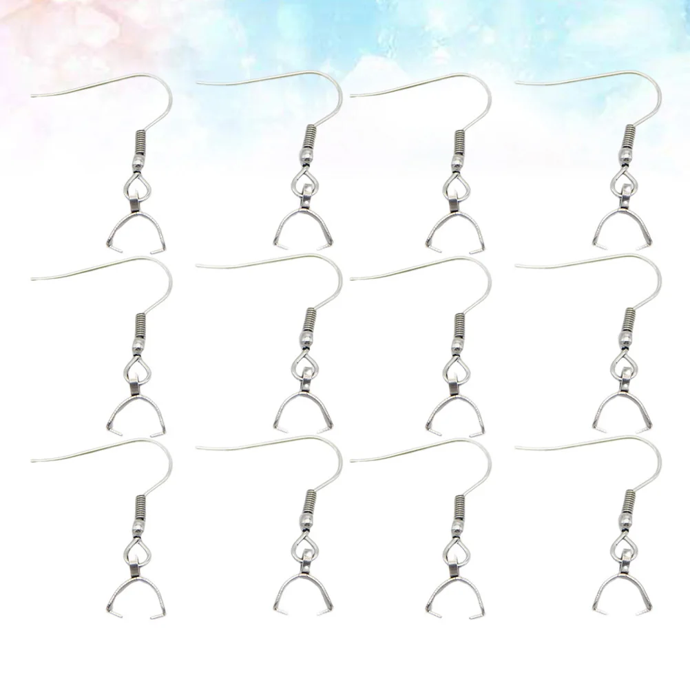 

40Pcs Silver Ear Hooks with Pendant Clasps Stainless Steel DIY Earring Supplies for Women Trendy Shining Jewelry Craft