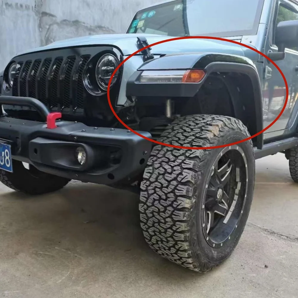 High Position ABS Front Wheel Eyebrow 2PCS Black Fender Flare With Led Light JL Design For jeep Wrangler JK 2007-2017 J374