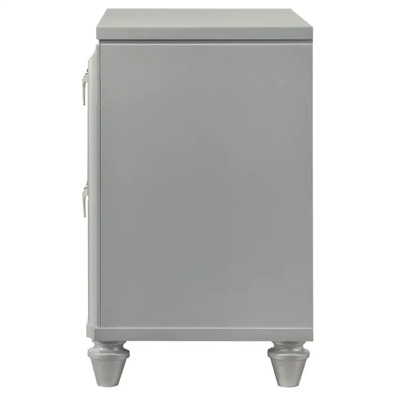 Hellsilberner Nachttisch mit 2 Schubladen