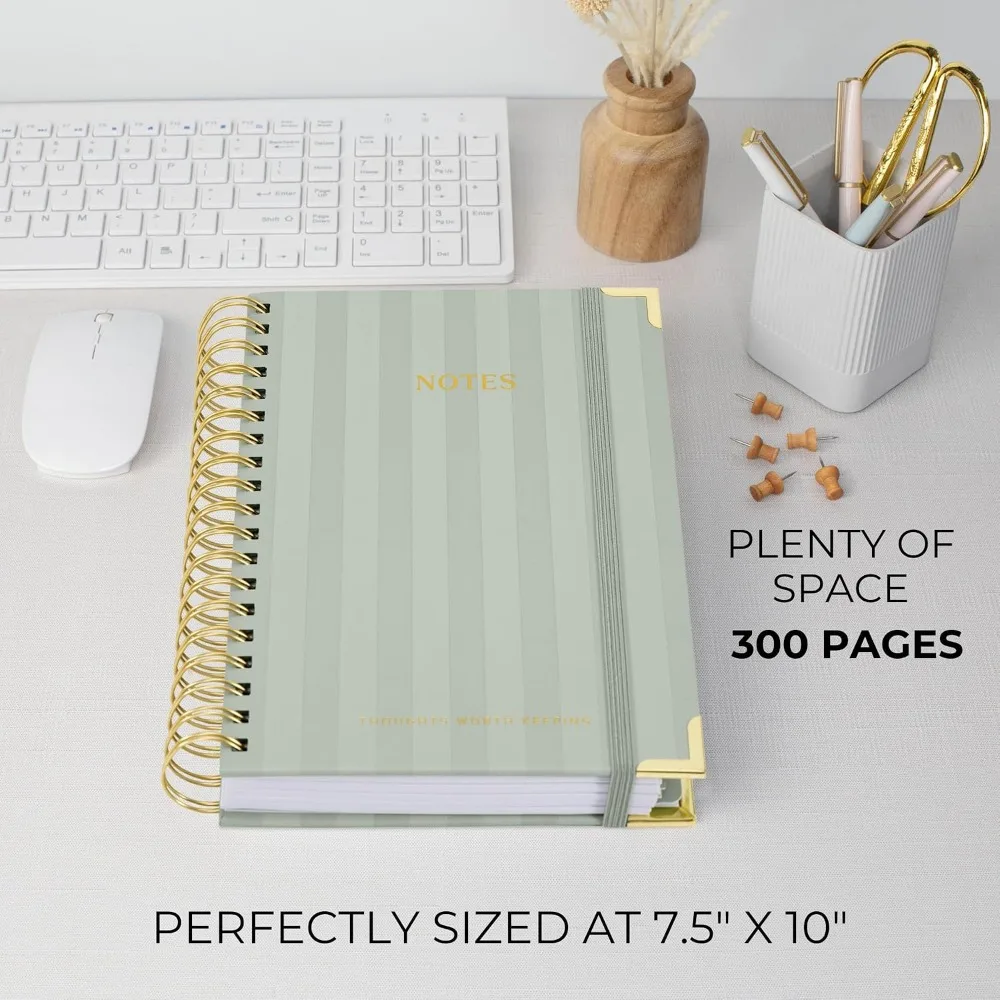 B5 Spiral Notebook with Tabs, 300 Lined Pages, Dividers, Hard Cover, Aesthetic Design for Women