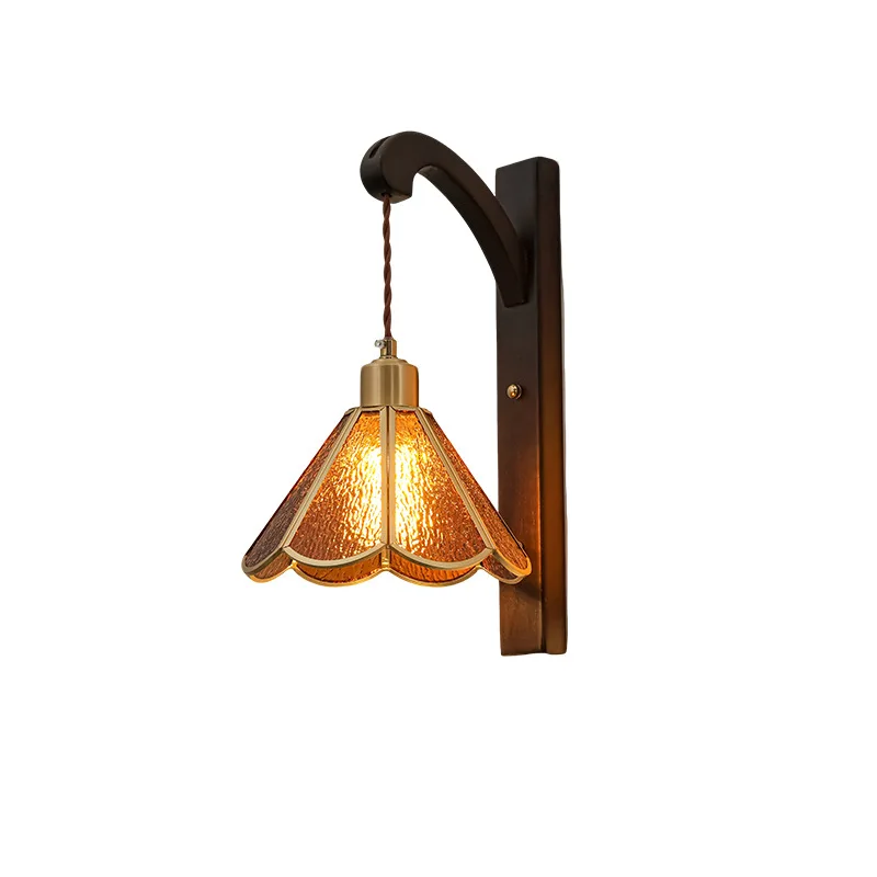 Retro Huayang glass wall lamp Medieval bedside atmosphere Entrance lamp