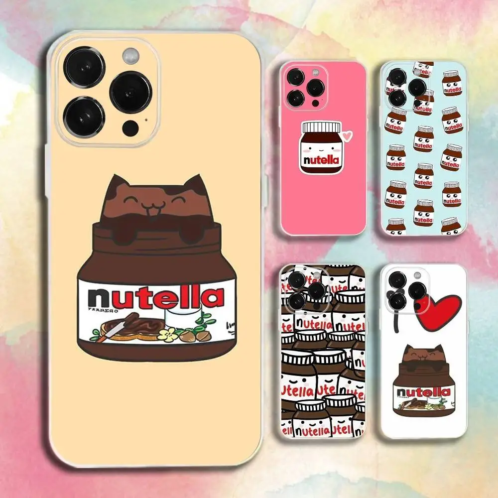 

Funny Chocolate Nutella Phone Case For iPhone 16,15,14,13,12,11 Plus,Pro,Max,XR,XS,Plus,E,SE4,Mini Transparent Cover