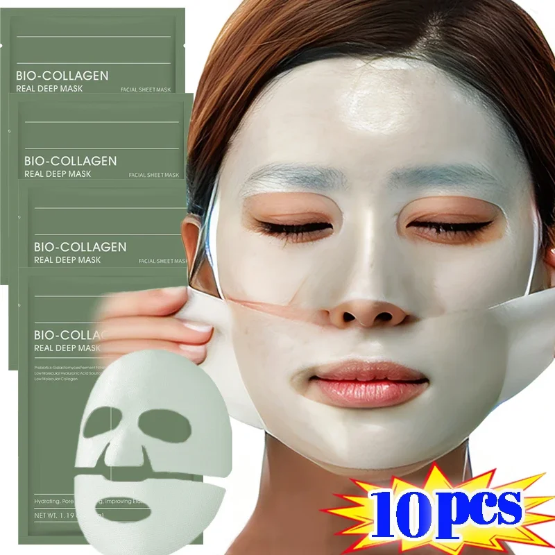 1-10Pcs Moisturizing Bio-Collagen Facial Split Mask Firming Nourish Brightening Shrink Pores Mask Deep Hydrating Night Skin Care