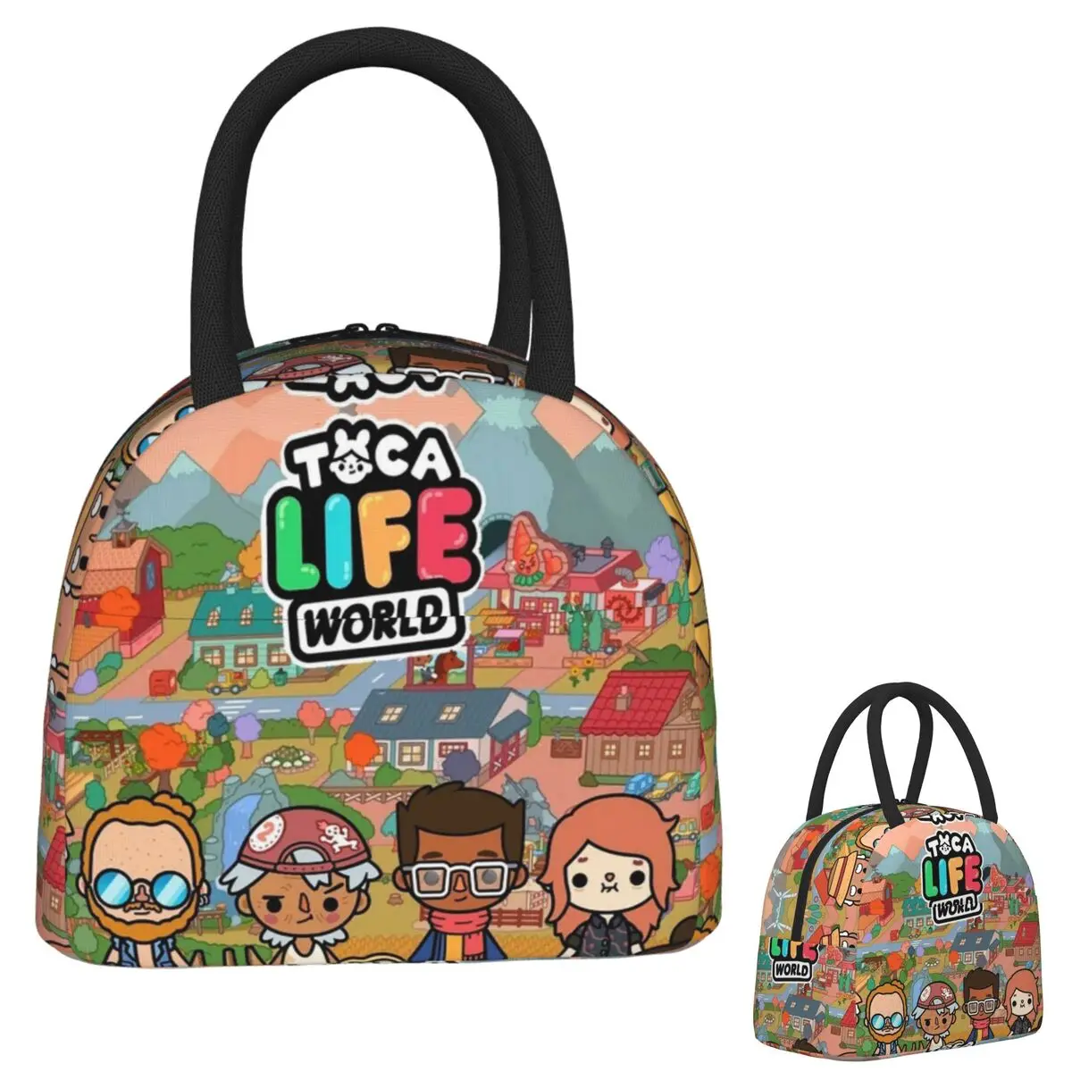 

Toca Life Box Toca Boca Cute Game Lunch Bags Insulated Bento Box Portable Lunch Tote Picnic Bags Thermal Bag for Woman Student