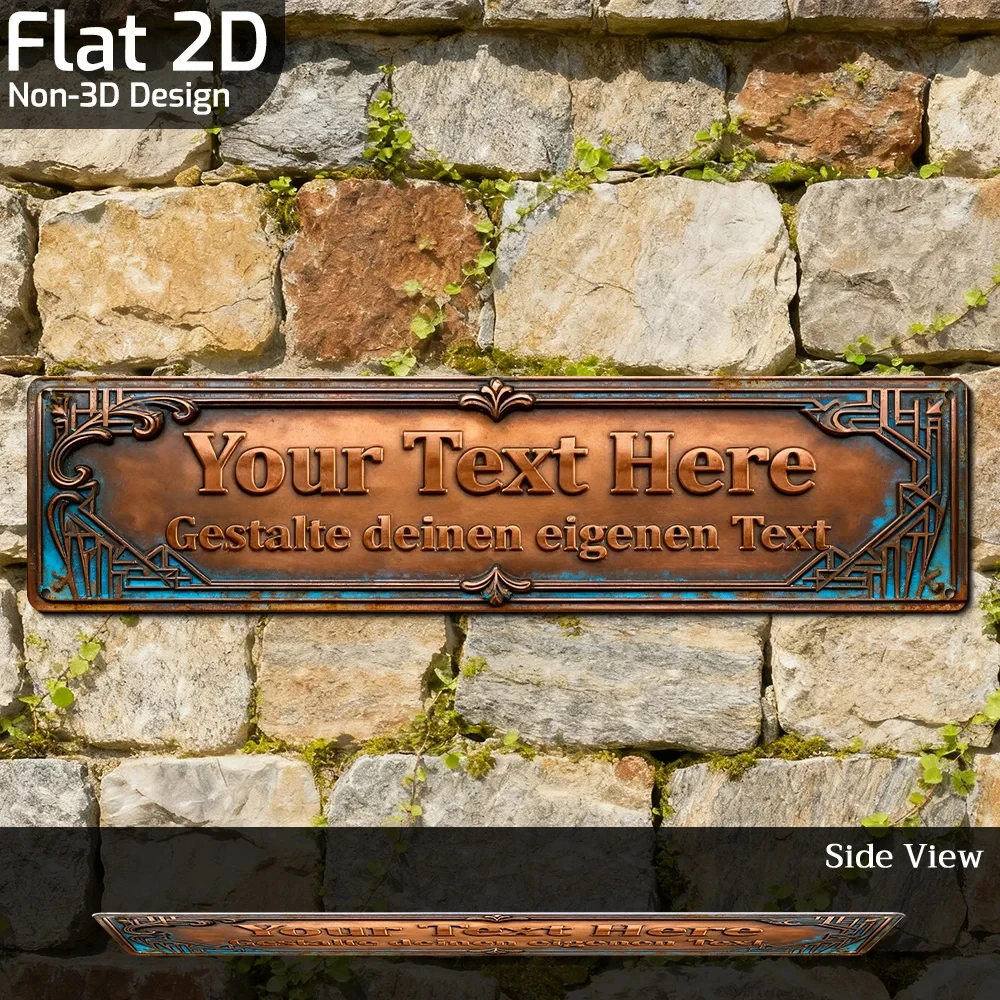 Antique Bronze-Colored Custom Metal Signs with Text, Distressed Bronze Plaques, Perfect for Home Decor or Vintage Space Embellishment