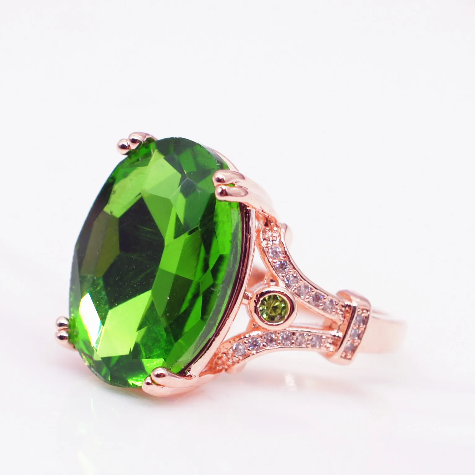 Real 14k Gold Diamond Ring for Women To Join Party Peridot Gemstone Anillos De Wedding Diamante Engagement Jewelry Fine Ring Box
