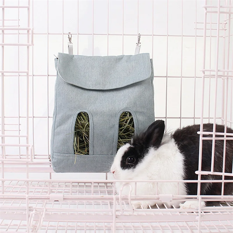 Hanging Pouch Feeder Hay Bag Holder Feeding Dispenser Container For Rabbit Guinea Pig Small Animals Pet 2023 New