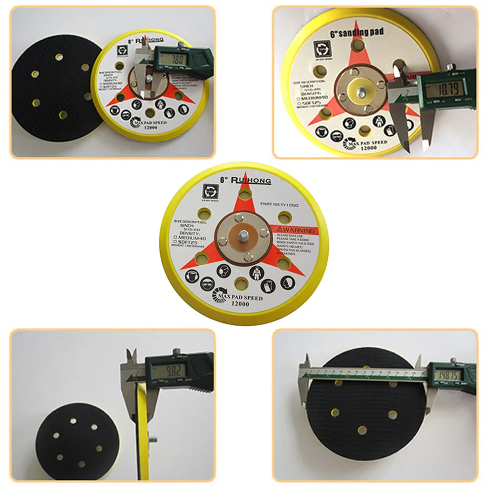 1Pc 6 Inch 150Mm 6 Gaten Schuren Pad Dual Excentrische Schuurmachine Polijsten Wiel Backing Pad Plaat Grinder power Tools