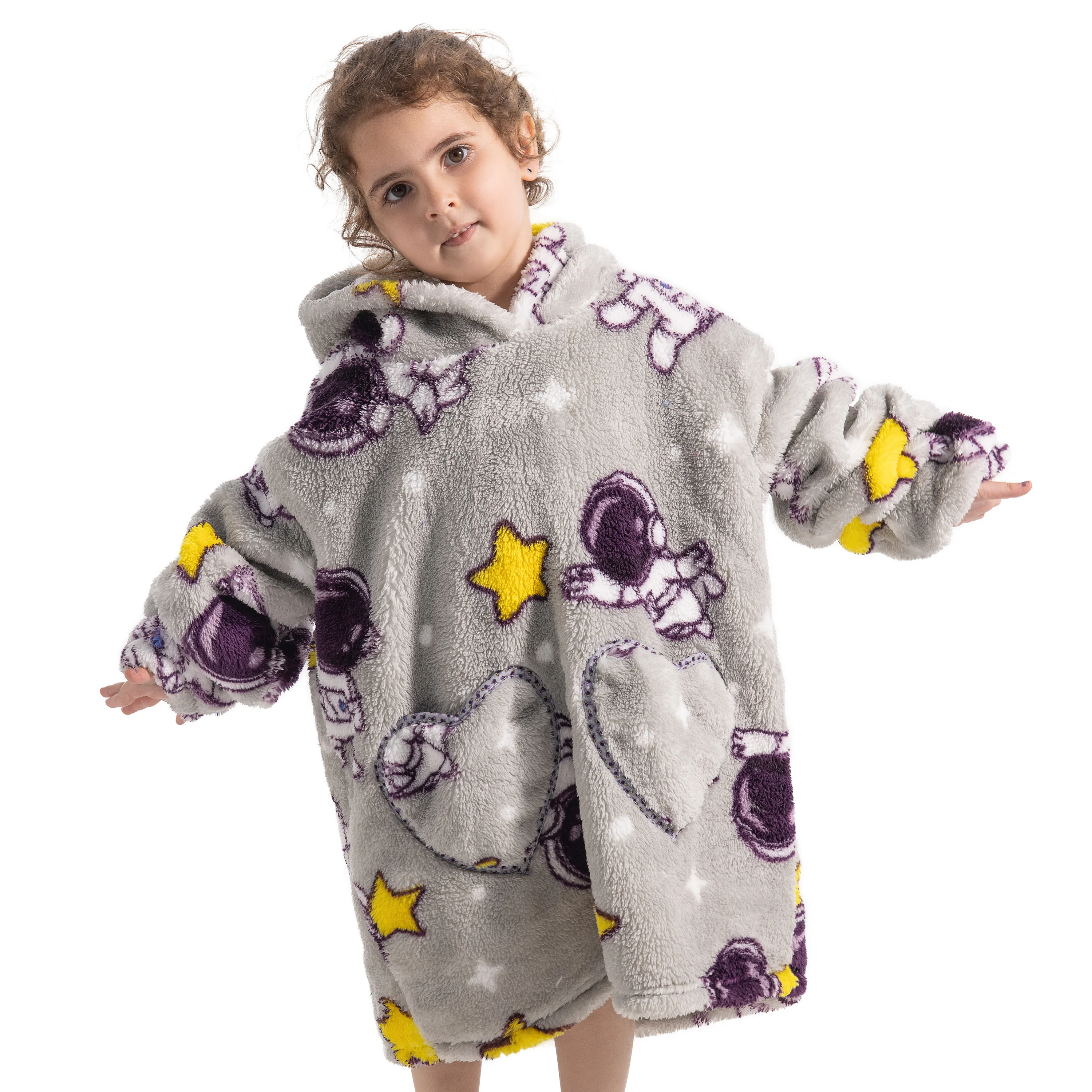 Winter Blanket Sweatshirts Warm Thick Wearable Blanket Hoodie Fleece Fluffy Cozy Hoodie for Babys Kids Adults Oversized for All