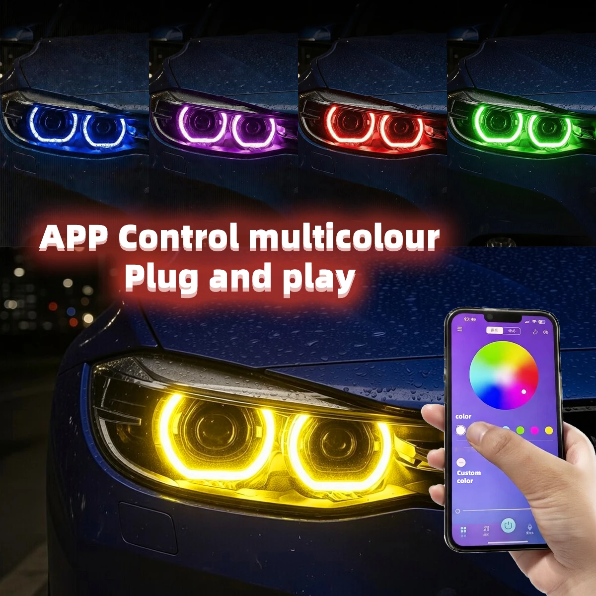 For BMW 3GT F34 2017-2019 RGB LED DRL APP Color Control Adaptive Headlight Plug and Play Daytime Running Light