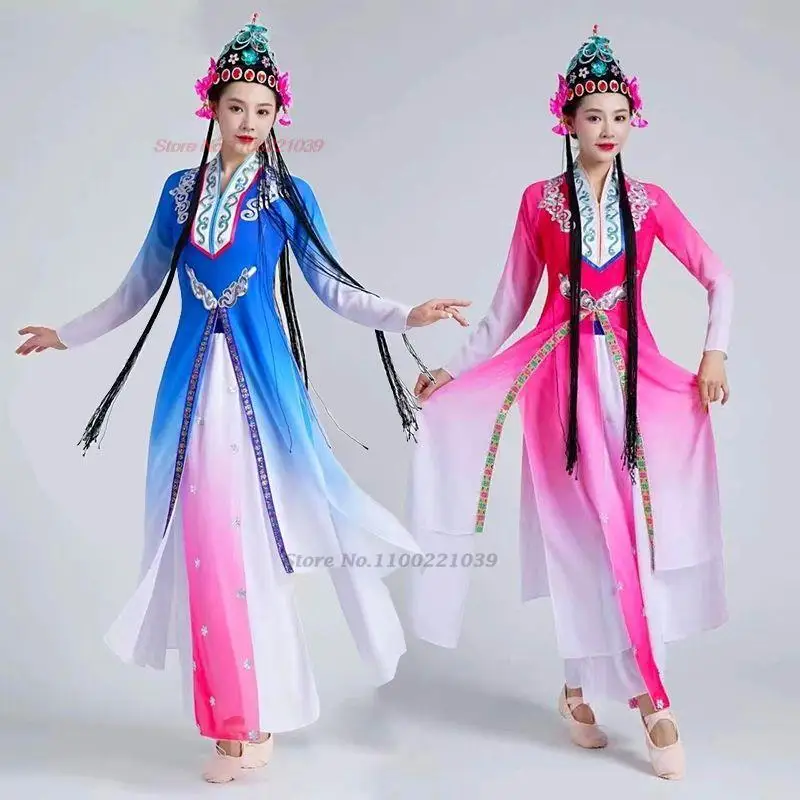 2025 beijing opera dance costume chinese hanfu classic peking opera performance suit flower embroidered opera practice suit