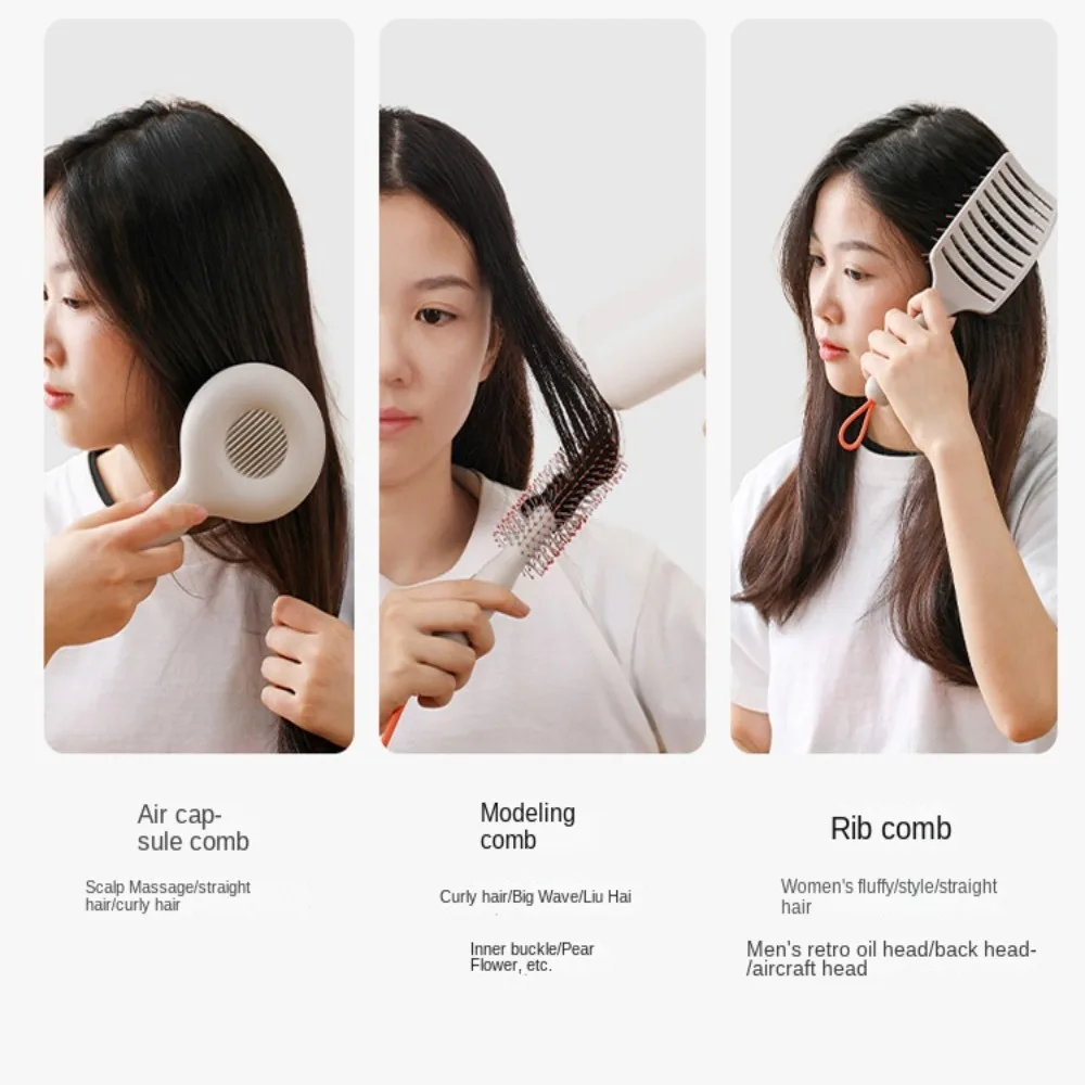 Dual Use Paddle Brush Comfortable Handle Fluffy Hair Sparerib Fluffy Air Bag Comb High Quality 360° Massage