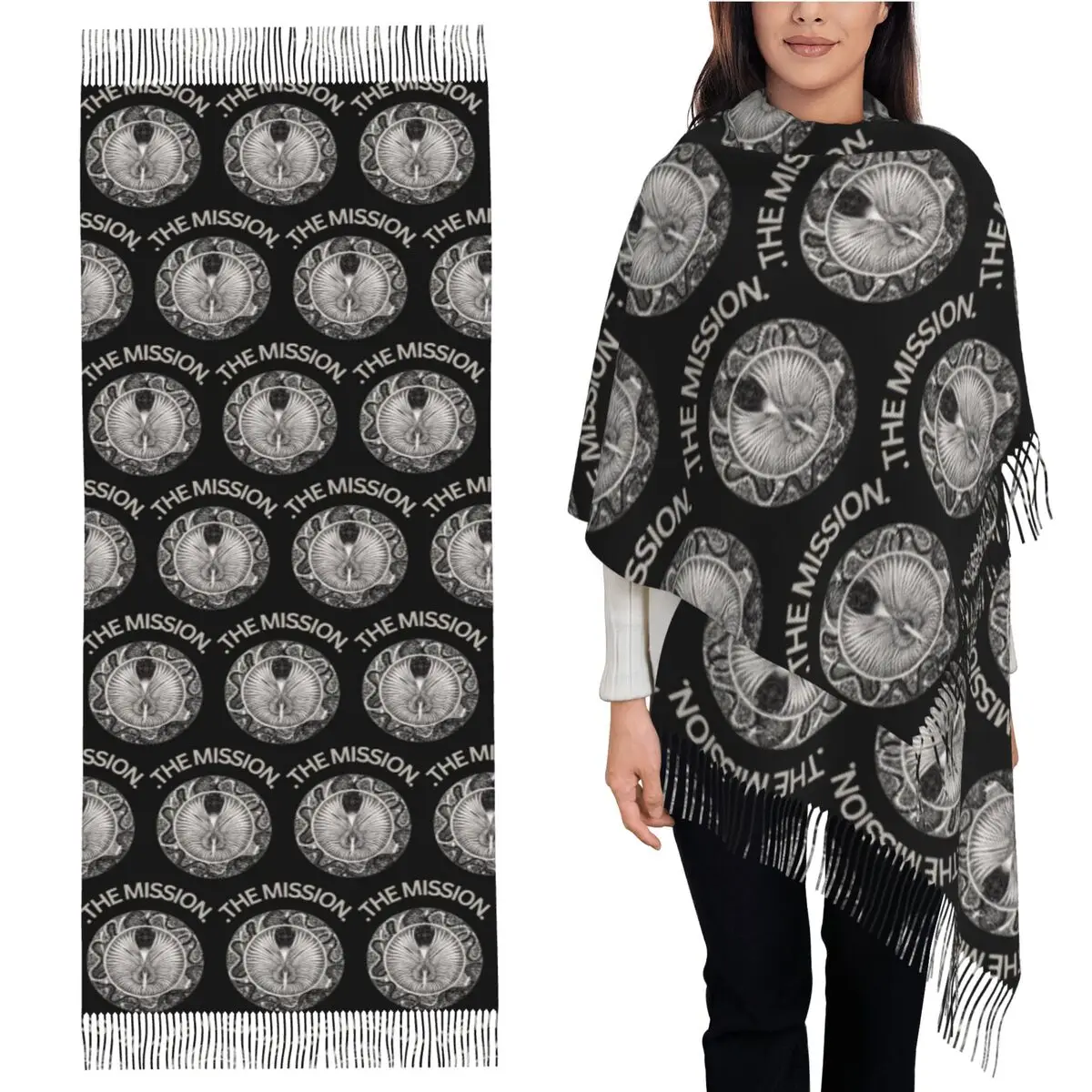 

Шарф THE MISSION, шарфы с кисточками для женщин, мягкие теплые шали и накидки, большая осенне-зимняя шаль