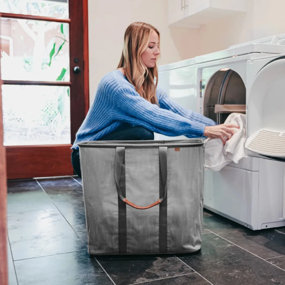 

(2-Pack) Collapsible Fabric Laundry Basket, Gray
