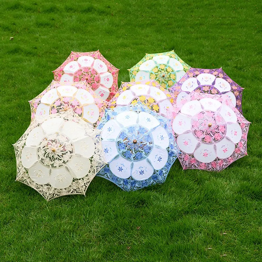 Elegant Victorian Lady Wedding Parasol Umbrellas Lace Bridal Sun Umbrella Photography Prop for Event and Decor